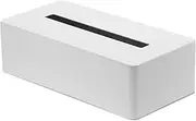 Yamazaki Home Rectangular Reusable Tissue Box Holder Cover Metal Container Case for Kitchen Bathroom or Bedroom Steel One Size White