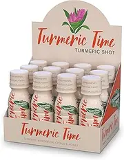 Turmeric Time Turmeric Shots - Turmeric with Ginger, Citrus & Honey | Non-GMO | No Preservatives or Artificial Flavors/Colors/Sweeteners | B Vitamins | Liquid Turmeric (12 Pack)