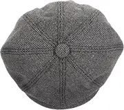 [ANDRESLAD] Retro Women's Octagonal Hat Fashion Beret Warm Cap Man's Twill Design Stylish Accessory Dark Grey