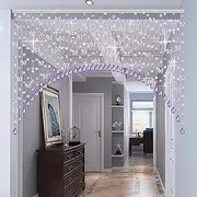 Door String Curtains, Beaded Curtain Crystal Butterflys Crystal Glass Bead Curtain Luxury Butterflys Design Curtain for Doorway (Color : Purple, Size : 35)