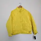 NWT Lucky Brand Quilt Coat Lemon Yellow Jacket Medium Collared Zip-up Patchwork