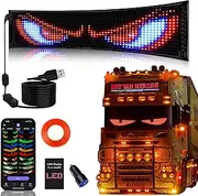 VDIKKS Synchronize Devil Eyes Light for Truck, 23.4”X4.7” Flex Car Window LED Display Screen, Dynamic Colorful Eye Lamp Programmable LED Eyes for Car Truck Windshield