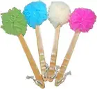 4 Pack Long Handled Exfoliating Loofah Back Scrubber Bath Body Sponge for Shower