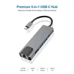 5 合 1 C 型適配器 USB 集線器 HDMI 4K USB 3.0 基座,帶 PD 千兆以太網讀卡器,適用於 PC