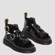 Dr. Martens Mackaye Hardware Black Leather Gladiator Sandals | Women 9 | UK 7