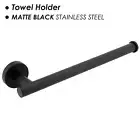 Black Hand Towel Rack Rail Wall Toilet Paper Holder Extension Long Round SS304