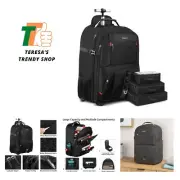 Rolling Backpack, Travel Backpack with Wheels, Carry on Backpack with 3 Packi...
