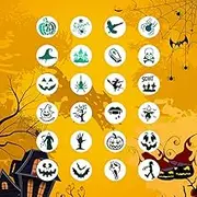 24 Pcs 3 x 3 Inch Halloween Stencils for Painting - Reusable Pumpkin Ghost Bat Witch Spider Stencils for Wood Wall Door
