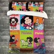 v349 Bed Sheets Mafalda Cartoon Bedding Set Duvet Cover Bed Set Quilt Cover Pillowcase Comforter king Queen Size Boys Adult Bedding Set 3-Piece Beddin