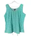 Eddie Bauer Womens XXL Emerald Green Button Front Tank Back Tie 100% Cotton NEW