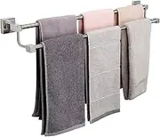 TocTen Double Bath Towel Bar - Thicken SUS304 Stainless Steel Towel Rack for Bathroom, Bathroom Accessories Double Towel Rod Heavy Duty Wall Mounted Square Towel Holder(Brushed Nickel, 30 INCH)