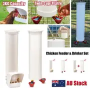 Chicken Bird Feeder Waterer Set Automatic Water Dispenser Poultry Coop 3KG Food