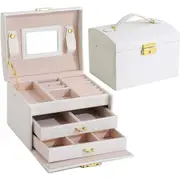 White Watch Case Holder Jewellery Storage Box Ring Earring Display Organizer