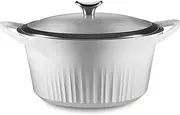 CorningWare, Non-Stick 5.5 Quart QuickHeat Dutch Oven Pot with Lid, Lightweight, Ceramic Non-Stick Interior Coating for Even Heat Cooking, Perfect for Baking, Frying, Searing and More, French White