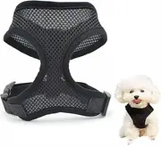 beiqilian Soft Mesh Air-Mesh Dog & Cat Harness - Comfortable Padded Vest for Puppies and Cats - Breathable No Pull Harness (Black) (Small)