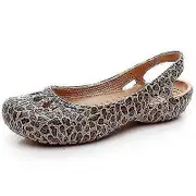 Womens Beach Shoes Slippers Ladies Clogs Jelly Sandals Non-slip Waterproof Garden Shoes LeopardGold W8(38)