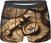 [HVTTIOR] Compass and Old World Map Print Various Men Briefs Breathable Stretch Underwear Lightweight for All Day Comfort