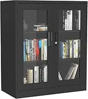 HASMI Filing Cabinet Steel Filing Cabinet with Glass Door with Lock Locker for Office,Living Room,Bedroom,Kitchen Storage Cabinet Storage Cabinet, yuqing2022