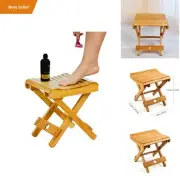 Bamboo Shower Bench Foldable Spa Seat Water Resistant Bath Stool for Indoor Outd