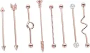 [CATIEBYE] Ear Studs Industrial Pierced Earring Backs Industrial Earrings Belly Button Jewelry Industrial Bar Earring Arrows Screw Earring Piercing Jewelry Barbell Earring Silver