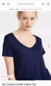 Peter Alexander Navy Classic V Neck Tee Size M NWT