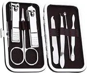 HONITANO 7PCS Stainless Steel Nail Care Kit Ergonomic Nail Trimmers Scissors for Effortless Manicure Durable Portable Set for Men Women Random Leather Case Included