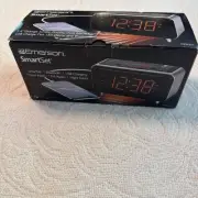 Emerson Radio Smartset Alarm Clock Radio with Bluetooth Speaker LED Display