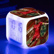 Sztxj Football World Cup - Ronaldo Digital Alarm ClockB, Colorful Lights Alarm Clock Square Clock Available Suitable USB Charging, Best Gift for Bo...
