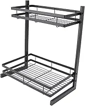 Double Layer Spice Rack Organizer - Simple and Elegant Iron Kitchen Shelf for Countertop and Cabinet Storage