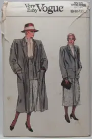 9084 Vogue Sewing Pattern Very Easy Misses' Jacket, Coat, & Skirt SZS 8-10-12 UC