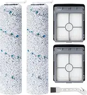Roller Brush and Filter Accessory Set for Bissell CrossWave X7 Plus Cordless Pet 3479N Wet Dry Vacuum Cleaner Replacement Parts 2 Brush Rollers, 2 Filters, 1 Cleaning Brush