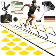 Agility Speed Training Equipment Set - 20Ft Speed Ladder, 12 Cones, 4 Adjustable