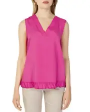 Sandro Ferrone leevele VNeck Ruffle Hem Top Women Fuchsia