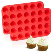 Silicone Muffin Pan Mini 24 Cups Cupcake Pan,Nonstick Silicone Baking Pan 2 Pack