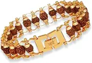 [Japam] Rudraksha Bracelet For Men | Real Certified 5 Mukhi Rudraksha Beads Embedded in Original Gold Plated Metal | Modern Rudraksha Bracelet for Meditation | Available in Different Sizes