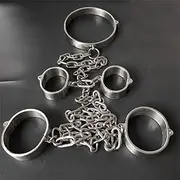 HCUDFN SM stainless steel handcuffs footcuffs collar screw open, bondage handcuffs ankle collar sex toys for women couples(Male)