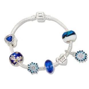 【RJNewYork】藍海之心潘朵拉琉璃水晶DIY串珠手鍊(藍色)