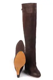 Mark & James Badgley Mischka Fred Coconut Dark Brown Wedge Knee High Boots NEW