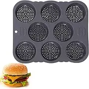 Hamburger Bun Mold, 8 Cavity Non Stick Silicone Baking Pans, Reusable Perforated Silicone Baking Tray for Baking Hamburger, Cake, Muffin, Home Kitchen Baking Tools, 25.5 * 18cm
