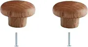 Cupboard Knobs 2 Pack Solid Wood Cabinet Door Knob and Handle Wardrobe Cabinet Chest of Drawers Door Handle Wooden Handle,Ash Varnish Diameter 35mm