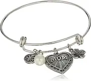 [1928 Jewelry] Mother's Day Items Silvertone Wire Mom Bracelet, Silver