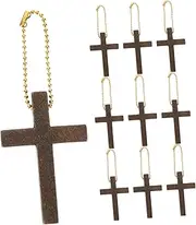 [LALAFINA] Wooden Cross Ornament Jewelry Making Charms Keychains Silver Chain Sterling Necklace Mini Flashlight Cute Key Chain Pendant with Chain Small Flashlight Keychain Charm