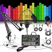 Live Sound Card with Dj Mixer Effects & Voice Changer,F998 Live Sound Card Audio Mixer,Professional Audio Mixer Sound Board,16Special Effects Sounds Equipment,Sound Card for Live Streaming (D)