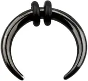[Pierced Owl] 8-14G PVD Plated Stainless Steel Black Septum Pincher Nose Ring with 2 Black O-Rings