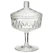 SÄLLSKAPLIG bowl with lid, clear glass/patterned, 10 cm