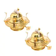 2Pcs Oil Lamp Burner for Lamps Oil Lamp Replacement Oil Lamps Parts with Reduction Collar and Cotton Lamp Wick Gold