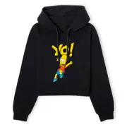 The Simpsons Yo! Bart Women's Cropped Hoodie - Black