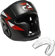 FA-Xtreme Boxing Headgear - Black - Head Gear & Mouth Guard for MMA Kickboxing Karate Taekwondo Muay Thai Sparring & Training - Martial Arts Helmet - Fits Adults Youth Kids 11+