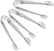3Pcs Stainless Steel Food Tongs Mini Sugar Cube Clips Ice Cube Tongs for Bars Kitchens Restaurants Versatile Kitchen Utensils for Ice Biscuits Lemon Slices Silver