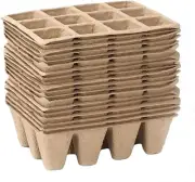AIMALL 15Pcs Biodegradable 12-Grid Seedling Trays, Recyclable Pulp Plant Germ...